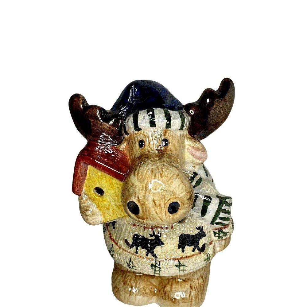 Unbranded Ceramic 8" Moose Votive Candle Holder Luster Finish Holidays Winter